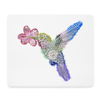 Zentangle Hummingbird with Flower - Mouse Pad (horizontal) - white - Front