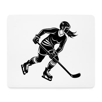 Weibliche Eishockeyspielerin läuft mit dem Puck - Mousepad (Querformat) - Weiß - Vorne