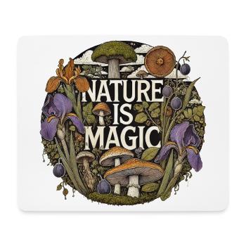 Nature Is Magic: Pilze & Flora Circle - Mousepad (Querformat) - Weiß - Vorne