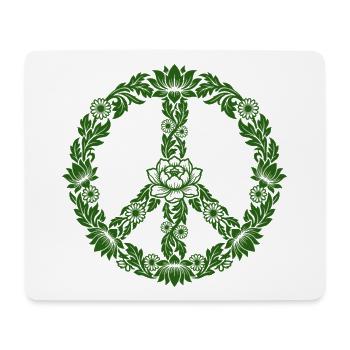 Peace Sign Floral Boho Style - Mouse Pad (horizontal) - white - Front