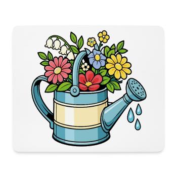 Arrosoir floral jardinage fleurs printemps - Tapis de souris (format paysage) - blanc - Devant