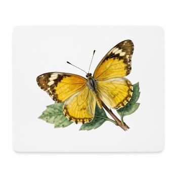 Yellow butterfly, naturalistic illustration etching - Mouse Pad (horizontal) - white - Front