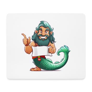 Héros de la mer avec barbe et nageoire - Tapis de souris (format paysage) - blanc - Devant
