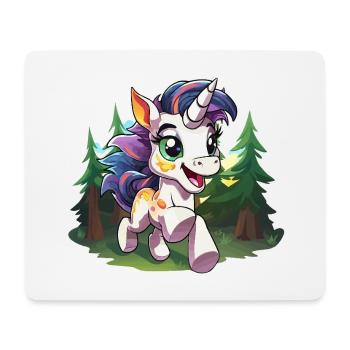 Bunter Waldunikorn im Glück - Mousepad (Querformat) - Weiß - Vorne