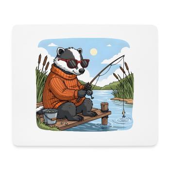 Une pêche au blaireau sympa au lac - Tapis de souris (format paysage) - blanc - Devant