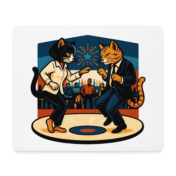 Zwei Retro-Katzen tanzen – Vintage Stil - Mousepad (Querformat) - Weiß - Vorne