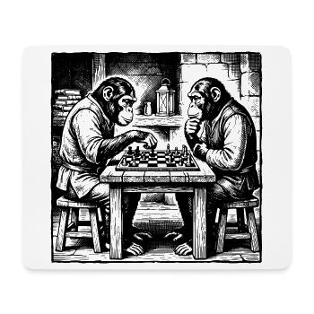 Affen spielen Schach-T-Shirt - Mousepad (Querformat) - Weiß - Vorne