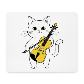 Süße Katze spielt Cello-Chat - Mousepad (Querformat) - Weiß - Vorne