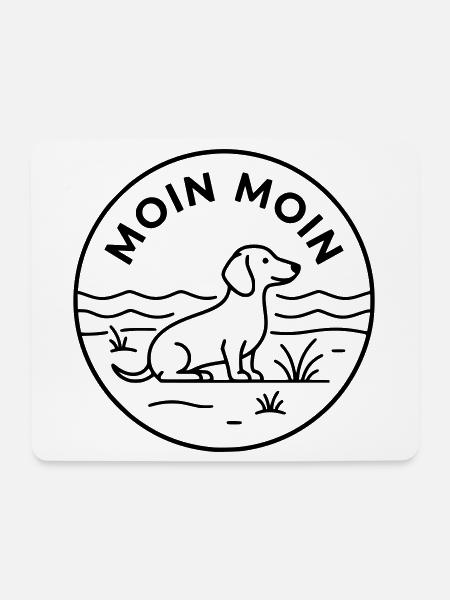 Moin Dackel Meer Badge - Mousepad (Querformat) - Weiß