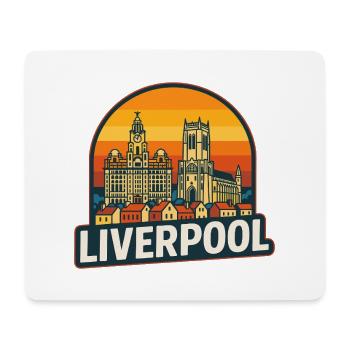 Vintage Liverpool Skyline Retro-Sonnenuntergangsdesign - Mousepad (Querformat) - Weiß - Vorne