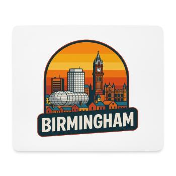 Vintage Birmingham Skyline Retro Sonnenuntergangsdesign - Mousepad (Querformat) - Weiß - Vorne