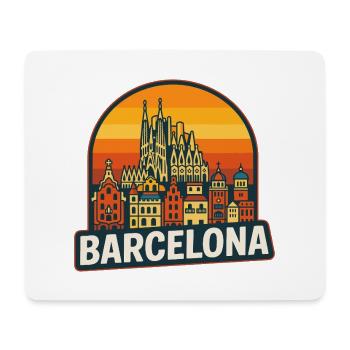 Barcelona Skyline Retro Sunset Sagrada Familia - Mouse Pad (horizontal) - white - Front