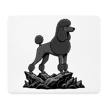 Black Poodle Dog on Rock Elegant Portrait - Mouse Pad (horizontal) - white - Front