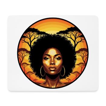 Afro-Portraet im Sonnenuntergang-Safari - Mousepad (Querformat) - Weiß - Vorne