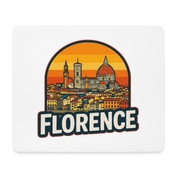 Florence, Italie, Art rétro de la silhouette du coucher de soleil - Tapis de souris (format paysage) - blanc - Devant