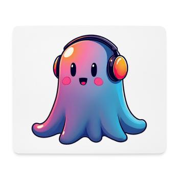 Gespenst mit Kopfhörern - Mousepad (Querformat) - Weiß - Vorne