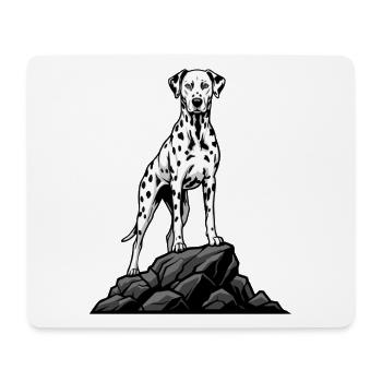 Chien Dalmatien sur Rocher Portrait Tacheté Noir - Tapis de souris (format paysage) - blanc - Devant