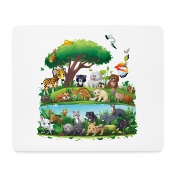 Paradis animalier forestier au bord de la rivière - Tapis de souris (format paysage) - blanc - Devant
