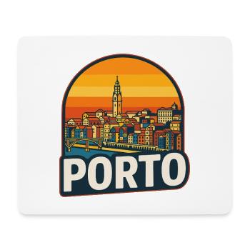 Porto Portugal Retro-Sonnenuntergangs-Skyline-Design - Mousepad (Querformat) - Weiß - Vorne