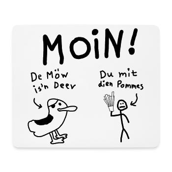 Moin Möwe Pommesdieb Lustig - Mousepad (Querformat) - Weiß - Vorne