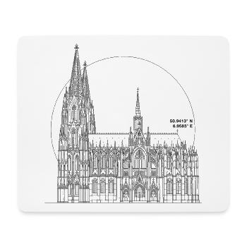 Köln Dom – Line Art Koordinaten - Mousepad (Querformat) - Weiß - Vorne