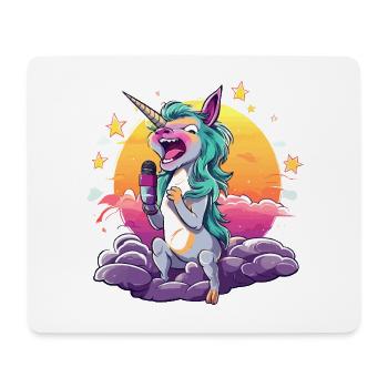 Sonnenuntergang-Einhorn mit Mikrofon - Mousepad (Querformat) - Weiß - Vorne