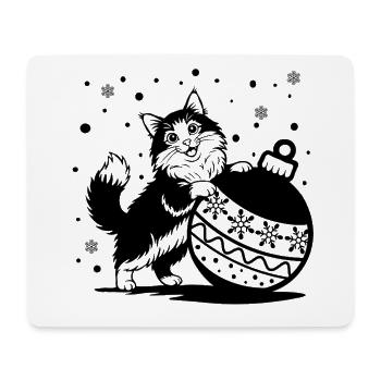 Cute fluffy cat with a Big Christmas Bauble – St. - Mouse Pad (horizontal) - white - Front