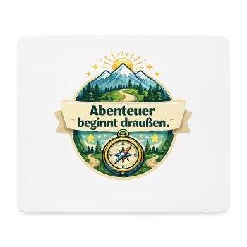 Abenteuer beginnt draußen – Naturkompass - Mousepad (Querformat) - Weiß - Vorne