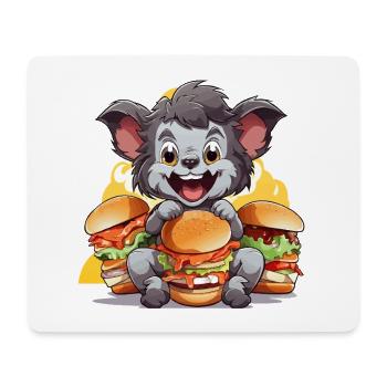 Chewing koala with burgers - Mouse Pad (horizontal) - white - Front