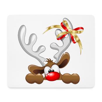 Lustiges Rentier-Cartoon-Peeking Weihnachts-Meme - Mousepad (Querformat) - Weiß - Vorne