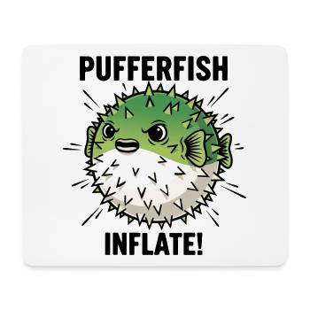 Globe Fish Danger Inflate Black Pufferfish - Mouse Pad (horizontal) - white - Front