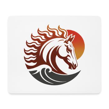 Zodiaque du Cheval de Feu Japonais - Tapis de souris (format paysage) - blanc - Devant