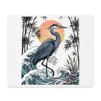 Great Blue Heron Great Wave Coastal Wildlife Art - Mouse Pad (horizontal) - white - Front