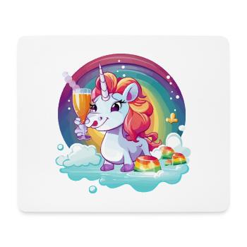 Regenbogen‑Unicorn Feierglanz - Mousepad (Querformat) - Weiß - Vorne