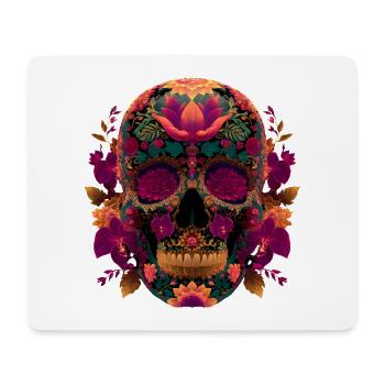 Noble Calavera Skull Floral - Dia de los Muert - Tapis de souris (format paysage) - blanc - Devant