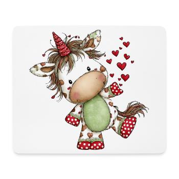 Licorne Cœur Mignon : Design de bande dessinée ludique - Tapis de souris (format paysage) - blanc - Devant