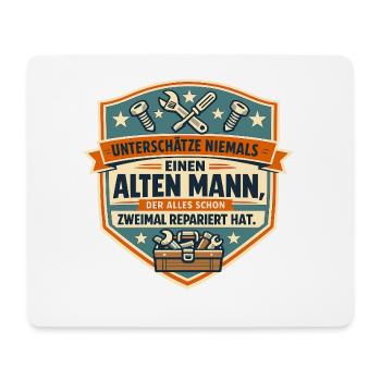 Alter Mann, der Alles Zweimal Repariert - Mousepad (Querformat) - Weiß - Vorne