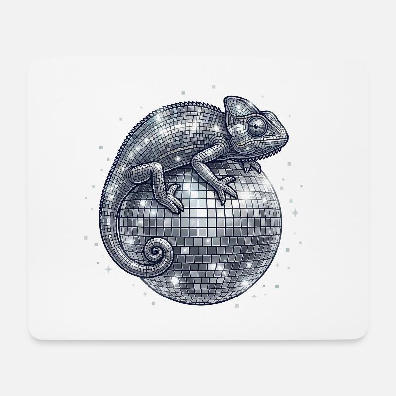 Chameleon on Disco Ball - Mouse Pad (horizontal) - white