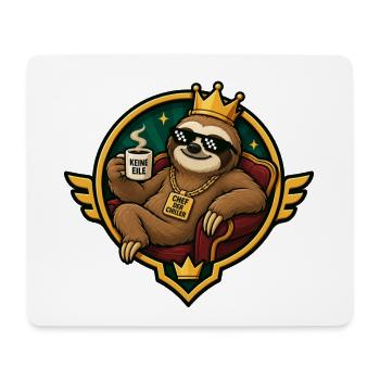 Königlicher Chiller-Sloth mit Kaffee - Mousepad (Querformat) - Weiß - Vorne