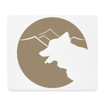Dog silhouette in mountains or dunes - Mouse Pad (horizontal) - white - Front