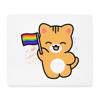 Kätzchen mit Pride-Fahne - Mousepad (Querformat) - Weiß - Vorne