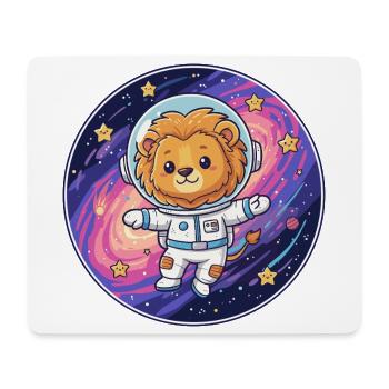 Löwe-Astronaut im Weltraum - Mousepad (Querformat) - Weiß - Vorne
