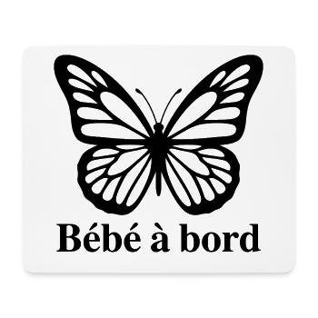Sticker Autocollant pour Voiture papillon bébé  - Tapis de souris (format paysage) - blanc - Devant