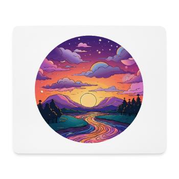 Sonnenuntergang am Flussufer - Mousepad (Querformat) - Weiß - Vorne