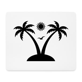 Tropeninsel-Aufkleber – Palmen- und Sonnendesign - Mousepad (Querformat) - Weiß - Vorne