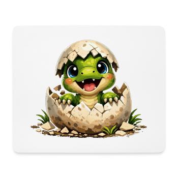 Un petit dinosaure mignon éclot de l’œuf - Tapis de souris (format paysage) - blanc - Devant