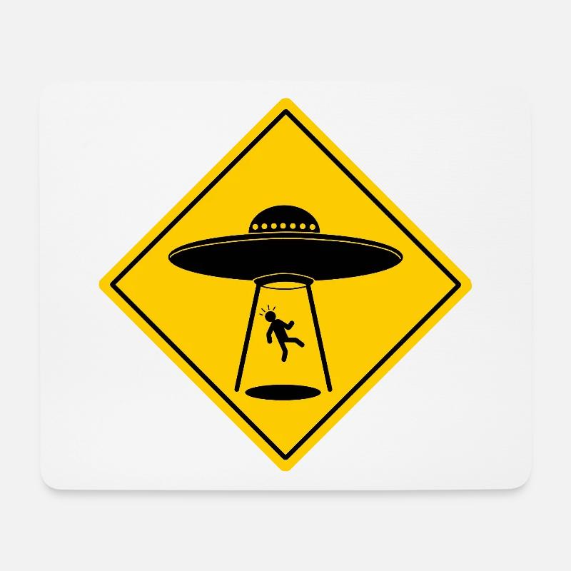 Vorsicht UFO - Mousepad (Querformat) - Weiß