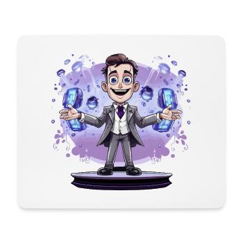 Showmagier im Anzug mit Energieshow - Mousepad (Querformat) - Weiß - Vorne