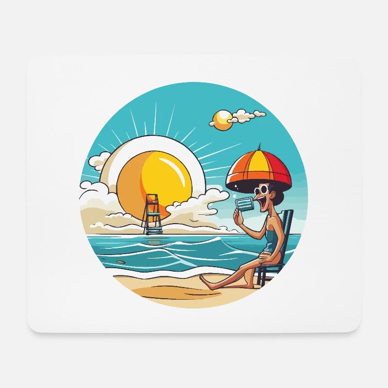 Retro Strandsonne Cartoon - Mousepad (Querformat) - Weiß