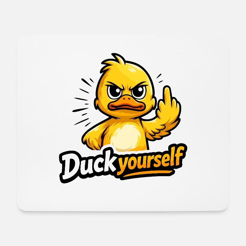 Freche Ente mit Haltung - Mousepad (Querformat) - Weiß